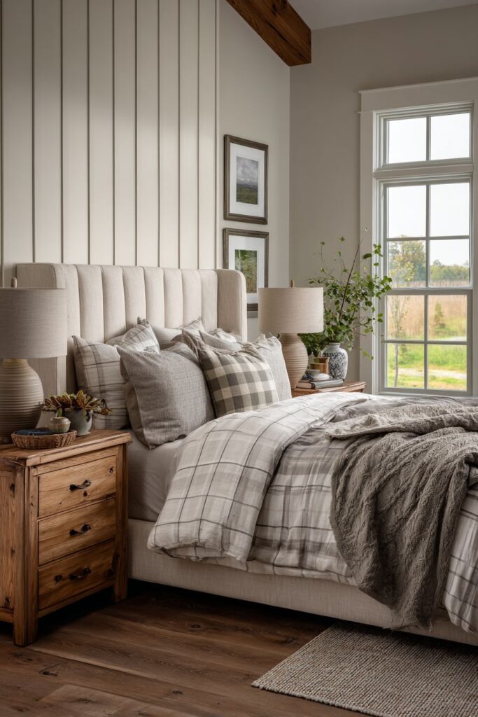 Plush Cream Elegance with Natural Oak Accents