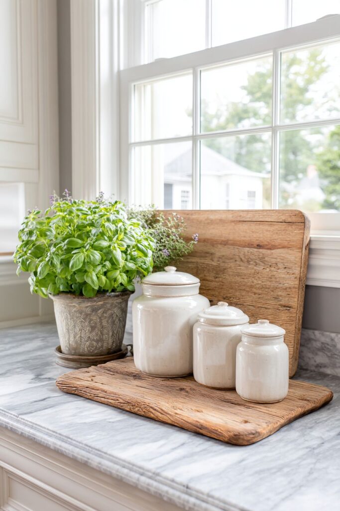 Elegant White Ceramic and Marble Harmony