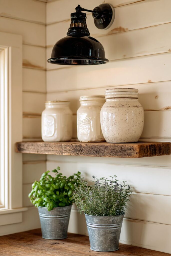 Farmhouse-Style Open Shelving Display