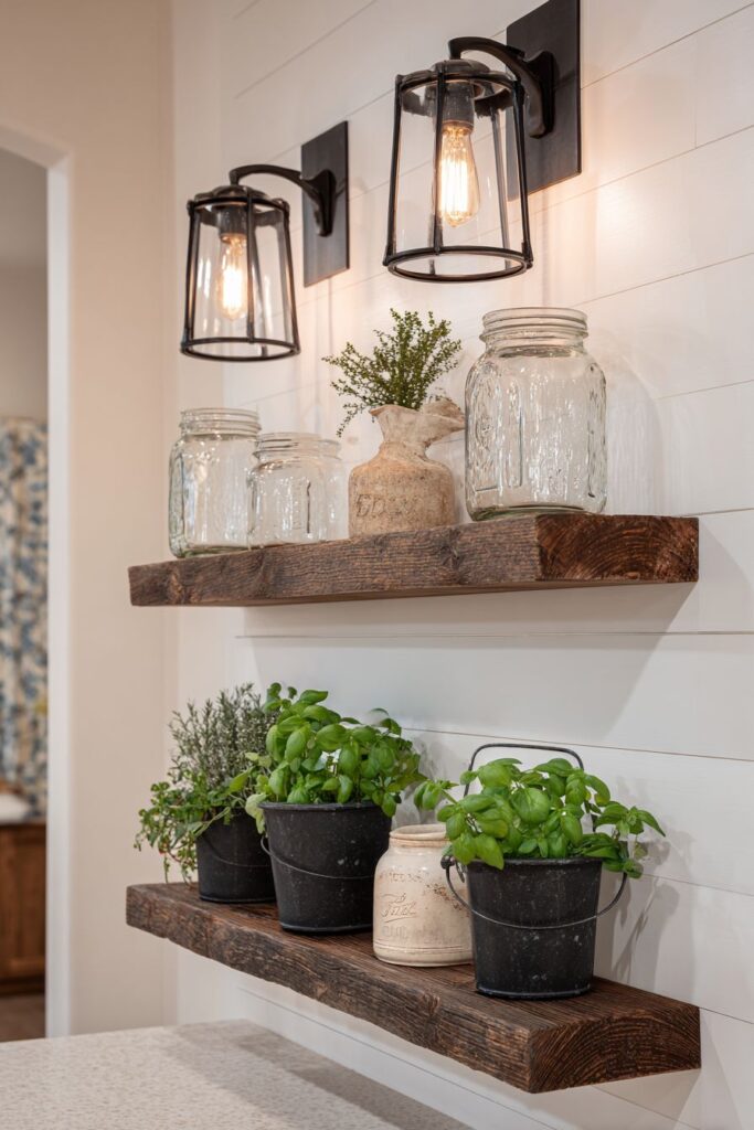 Farmhouse-Style Open Shelving Display