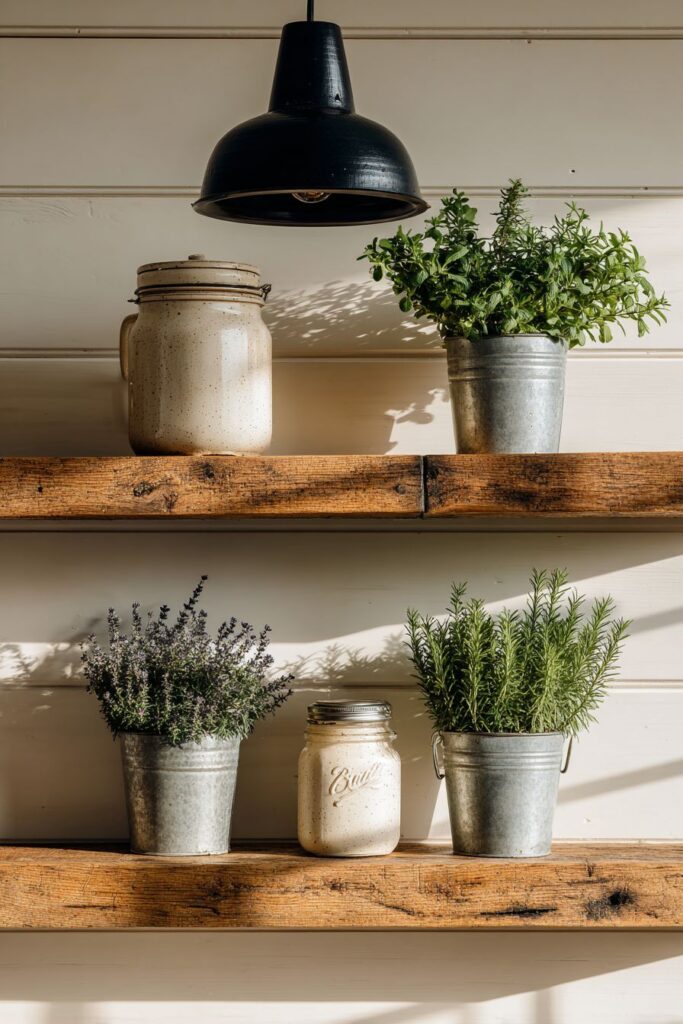 Farmhouse-Style Open Shelving Display
