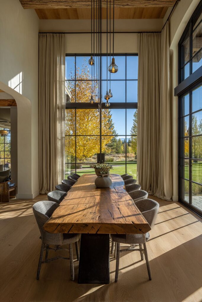 Grand Reclaimed Oak Dining Table with Natural Edge Details