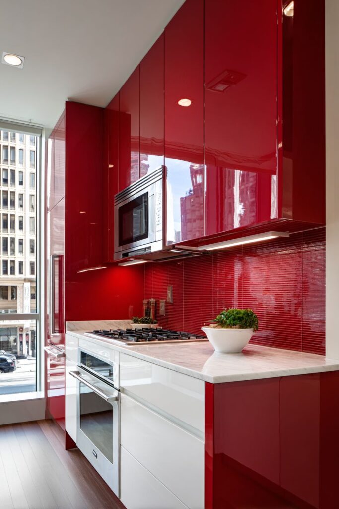 Modern Cherry Red Lacquered Elegance