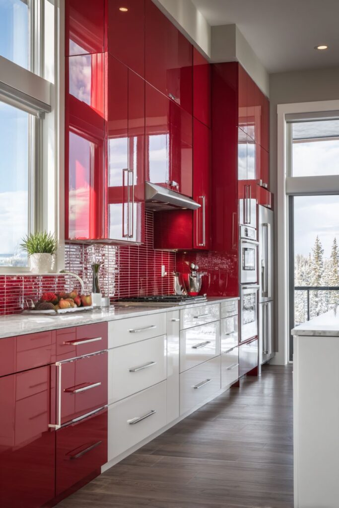 Modern Cherry Red Lacquered Elegance