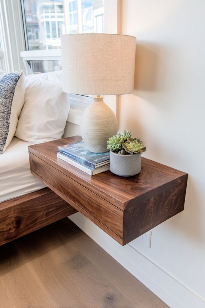 Minimalist Floating Walnut Nightstand