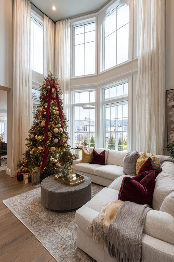 Grand Fraser Fir Christmas Tree with Warm Metallic Accents