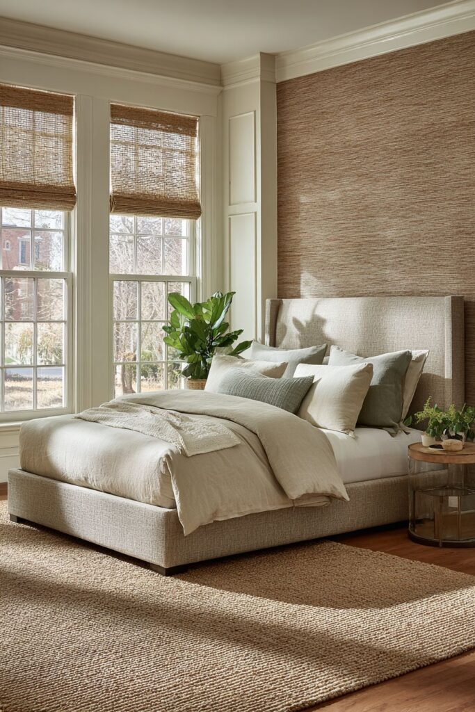 Textured Sanctuary with Platform Elegance