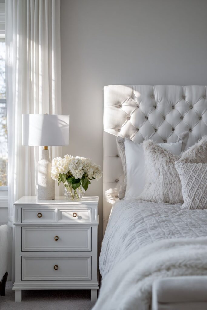 Luxurious Tufted White Linen Elegance