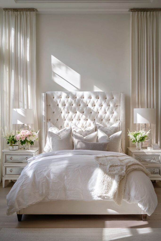 Luxurious Tufted White Linen Elegance