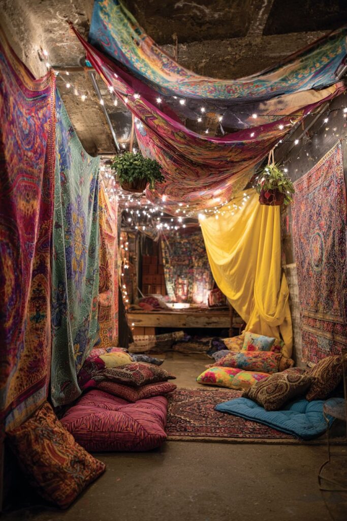 Bohemian-Inspired Basement Bedroom
