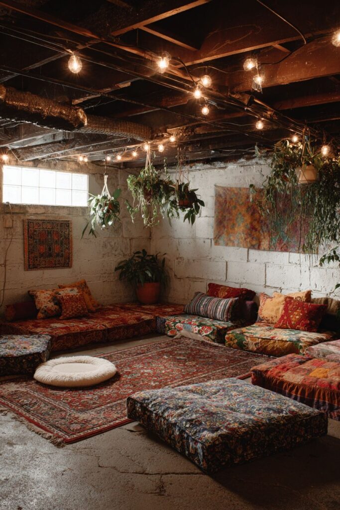 Bohemian-Inspired Basement Bedroom