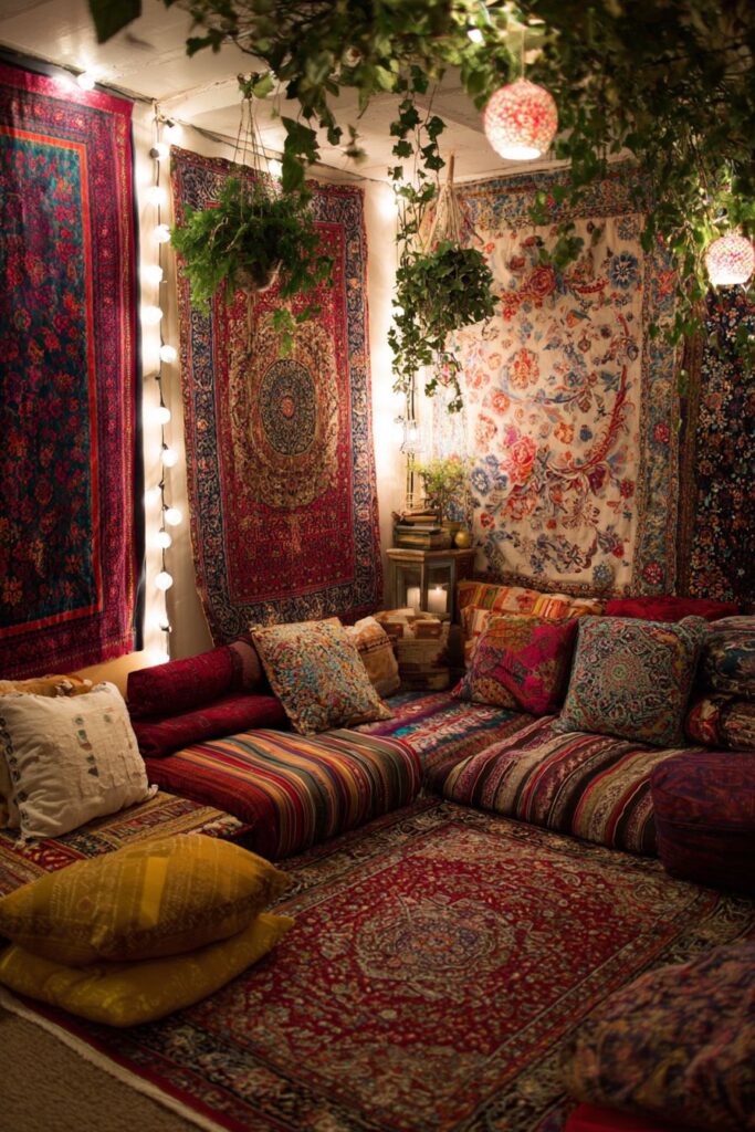 Bohemian-Inspired Basement Bedroom