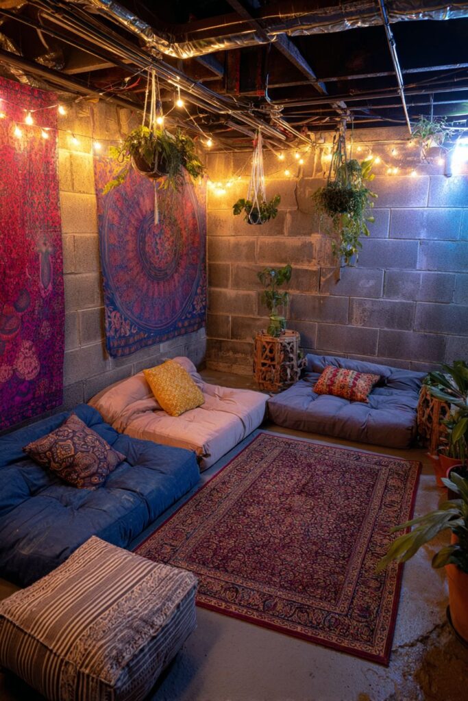 Bohemian-Inspired Basement Bedroom