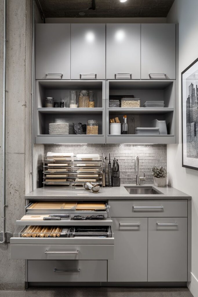 Modern Workspace with Integrated Storage