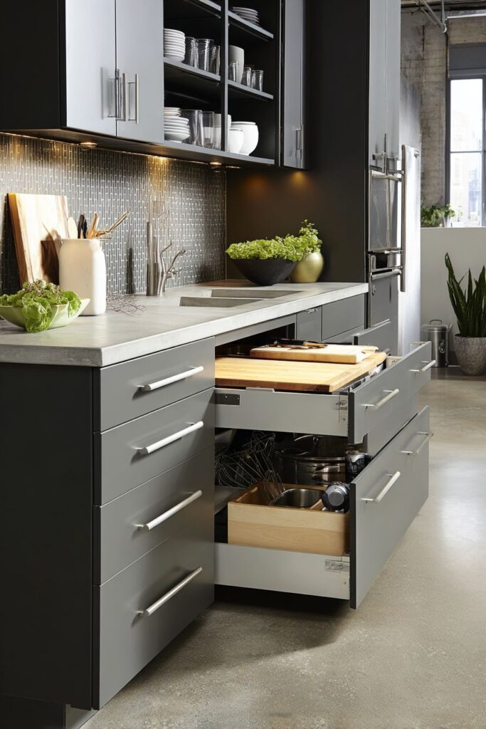 Modern Workspace with Integrated Storage