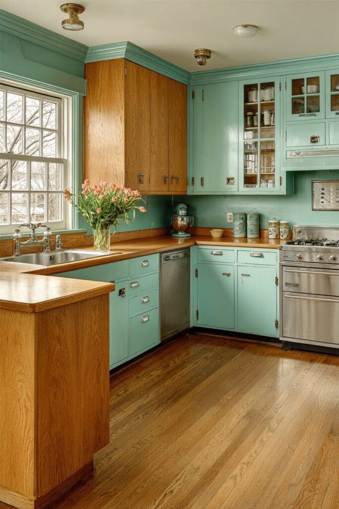 Vintage Restored Oak Kitchen Cabinets