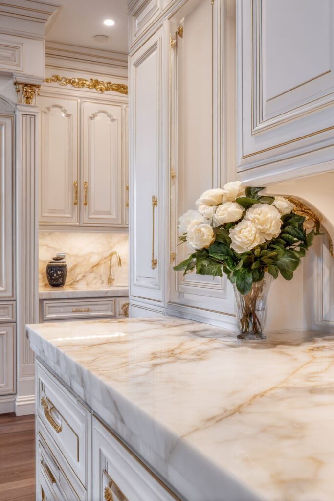 Luxurious Marble Waterfall Island