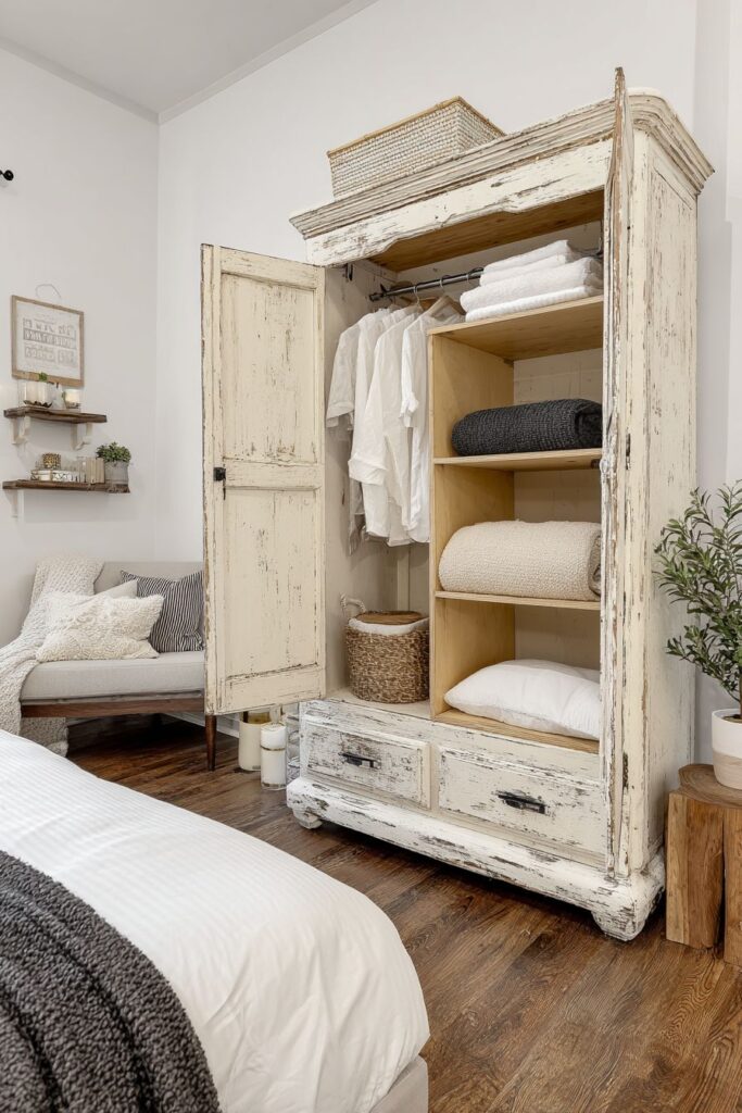 Repurposed Armoire for Adaptive Storage Solutions