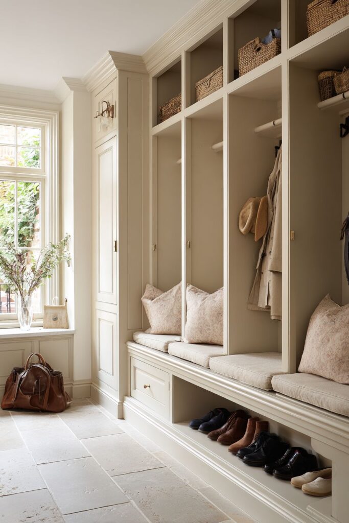 Cream Kitchen and Mudroom Transition Space