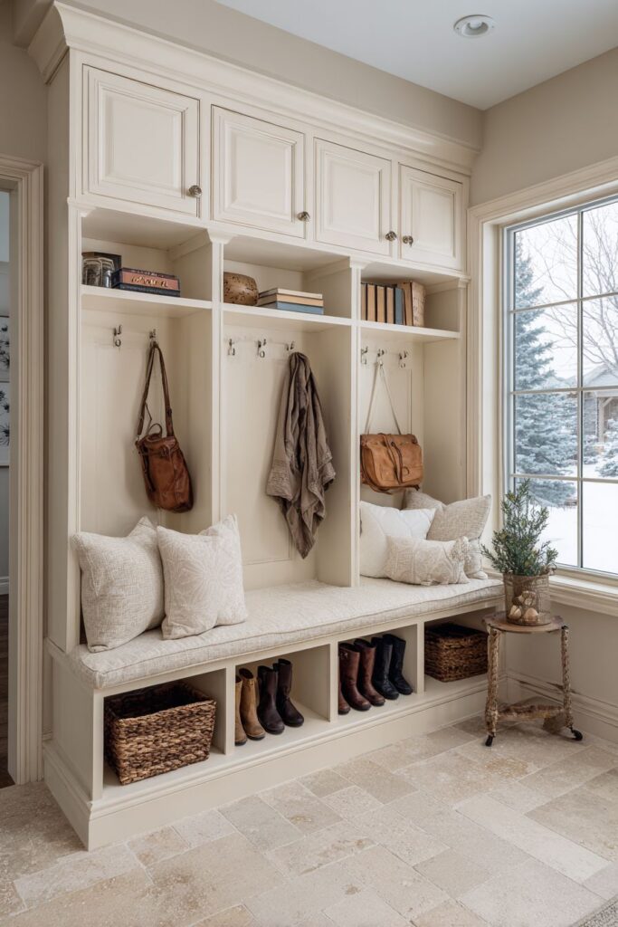 Cream Kitchen and Mudroom Transition Space