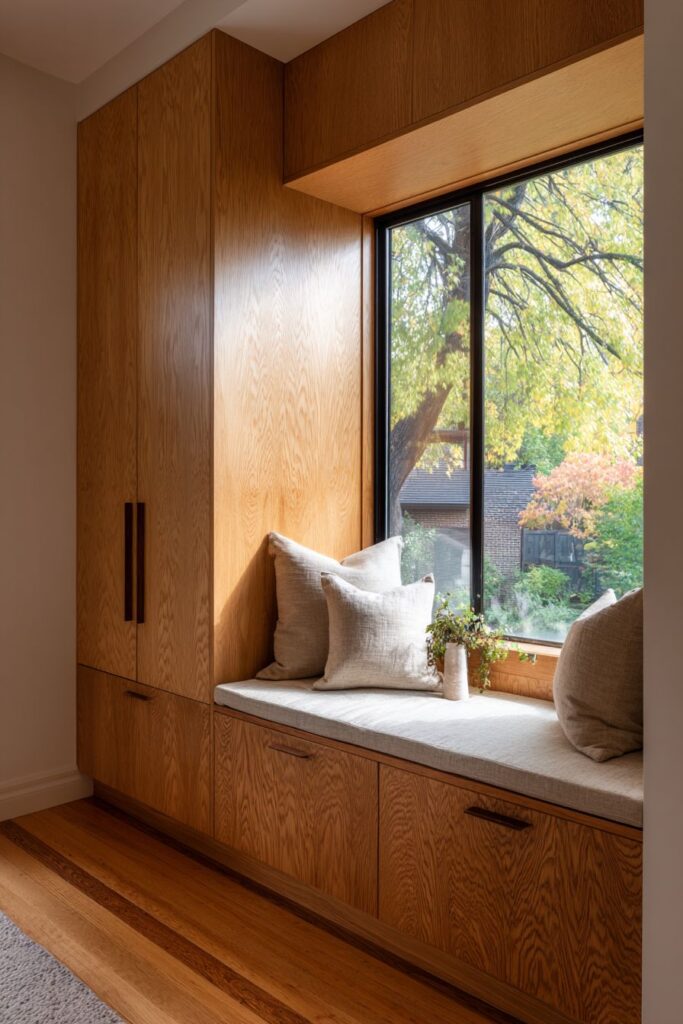 Built-In Breakfast Nook Oak Seating