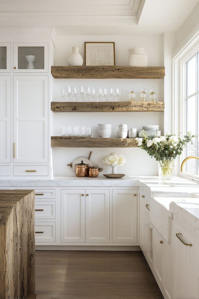 Natural Wood Open Shelving