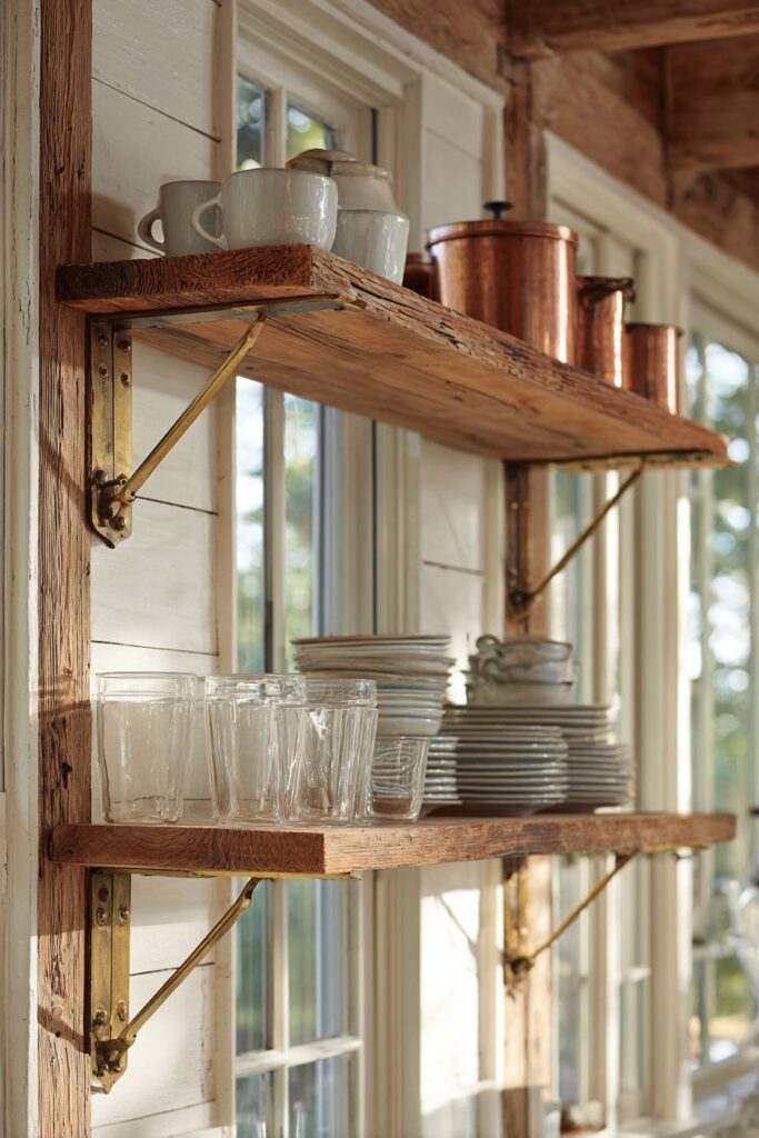 Natural Wood Open Shelving