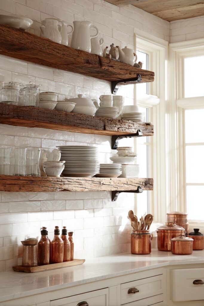 Natural Wood Open Shelving