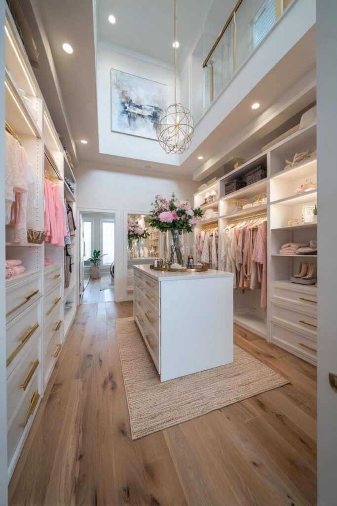 Luxury Walk-In Closet with Island Storage