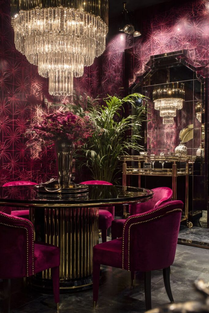 Art Deco Glamour with Burgundy and Gold Luxury