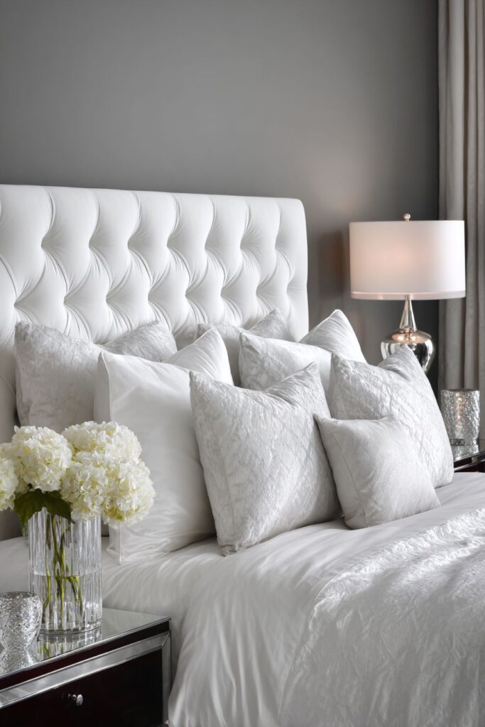 Curved White Velvet Glamour