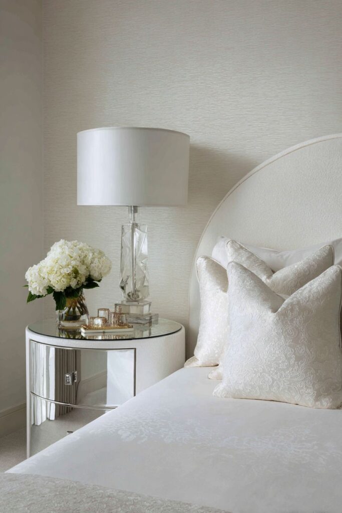 Curved White Velvet Glamour