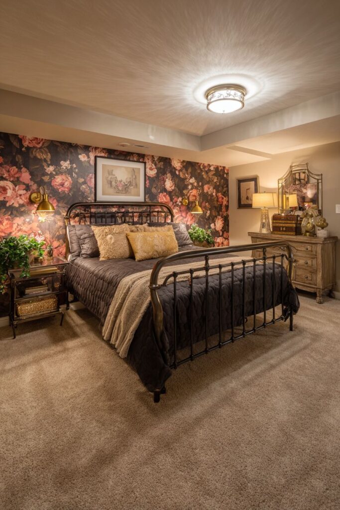 Vintage-Inspired Basement Bedroom