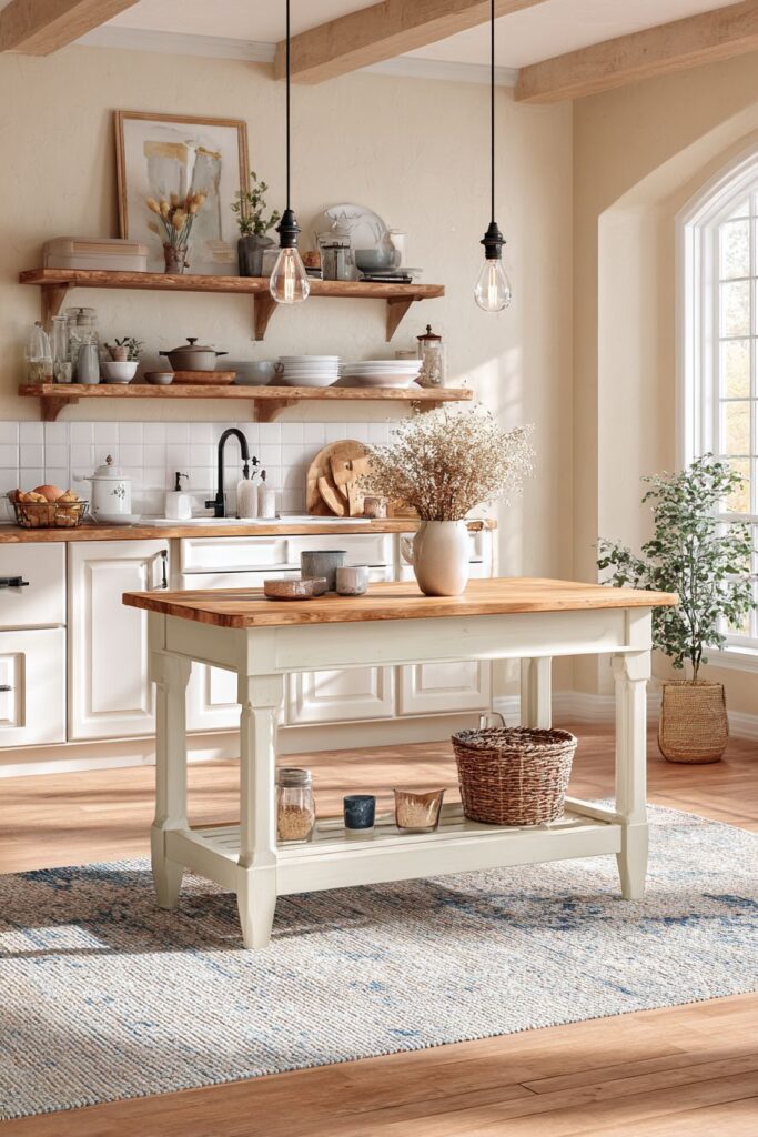 Farmhouse White and Natural Wood Charm