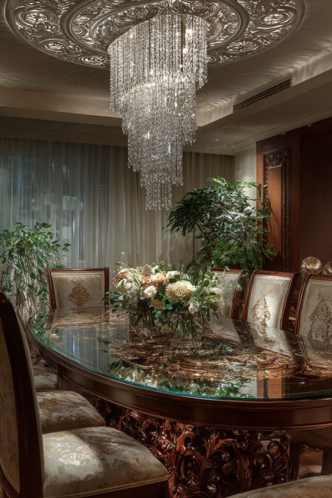 Ornate Crystal and Glass Luxury with Hand-Painted Details