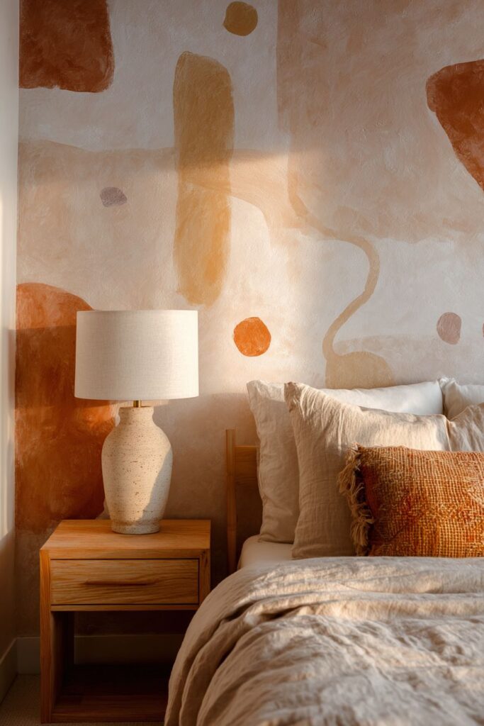 Hand-Painted Geometric Wall Art with Earthy Sophistication