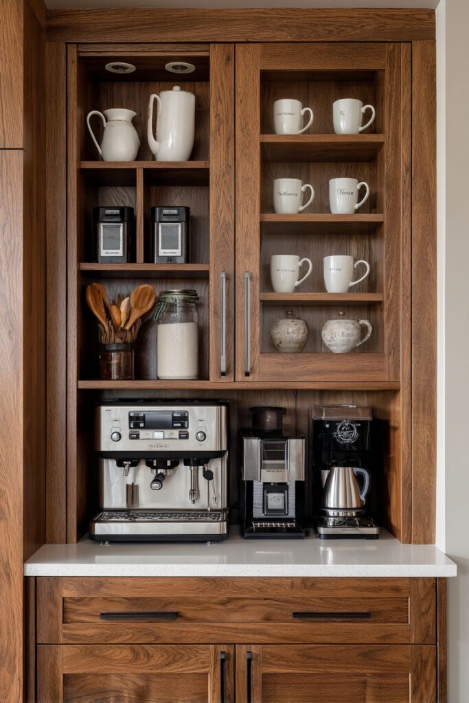Dedicated Coffee Station Oak Cabinetry