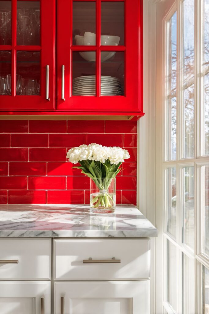 Red Glass Cabinet Transparency