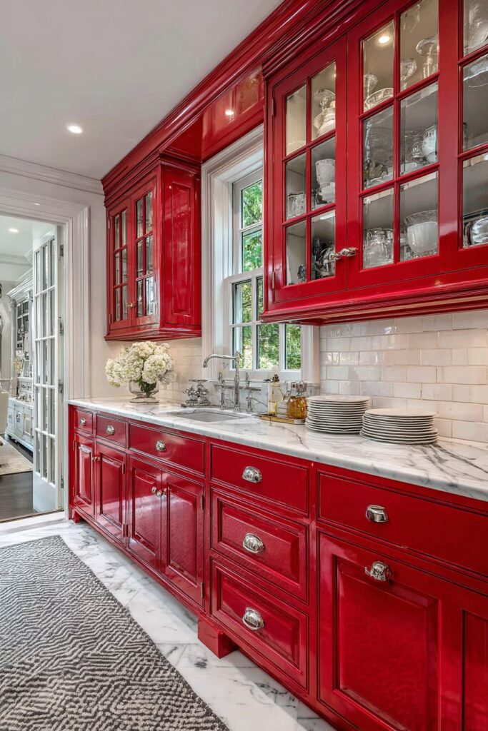 Red Glass Cabinet Transparency