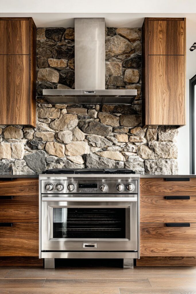 Stacked Stone Drama Behind Range