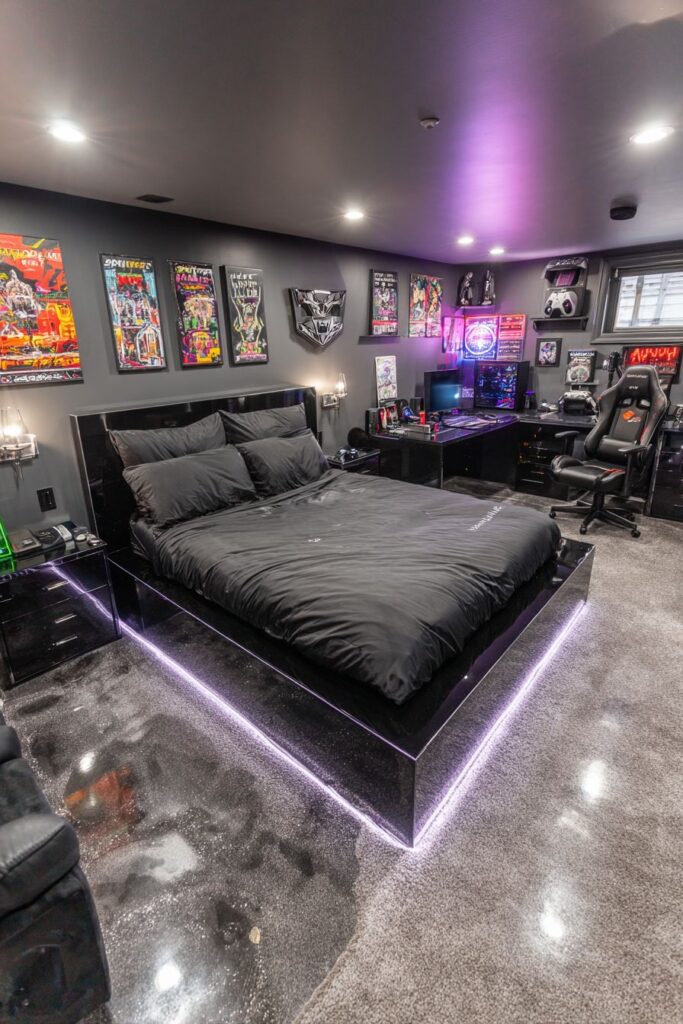 Tech-Savvy Basement Bedroom