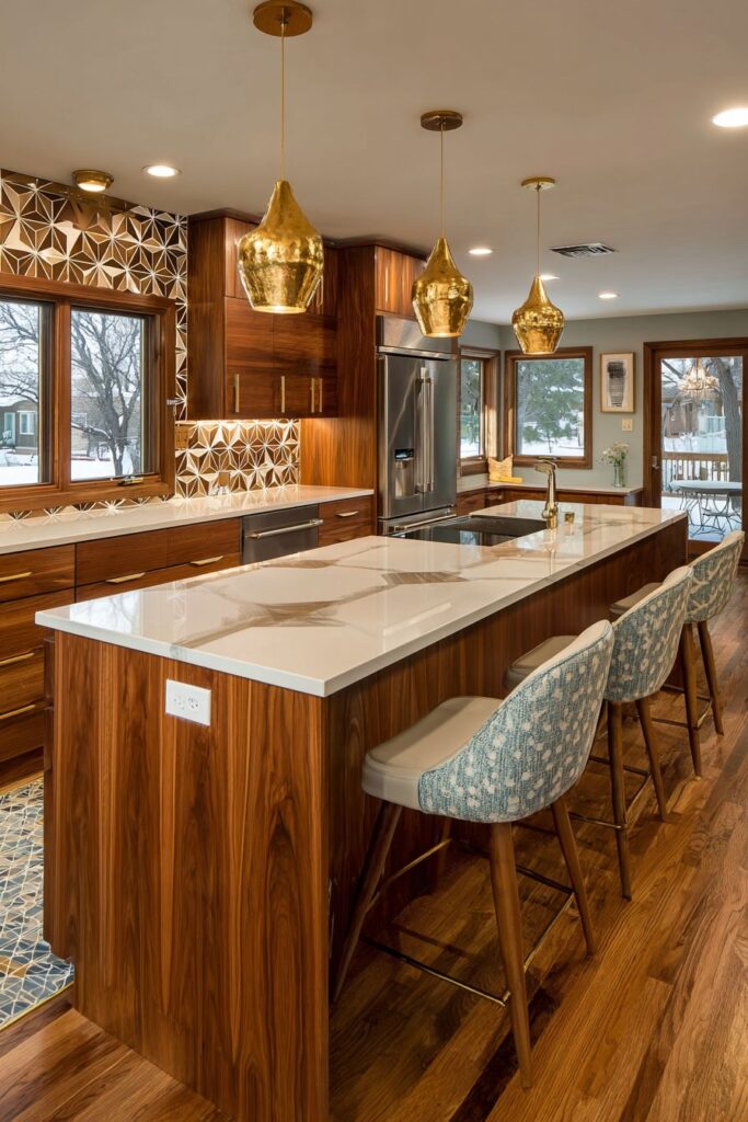 Geometric Harmony with Earth-Toned Backsplash