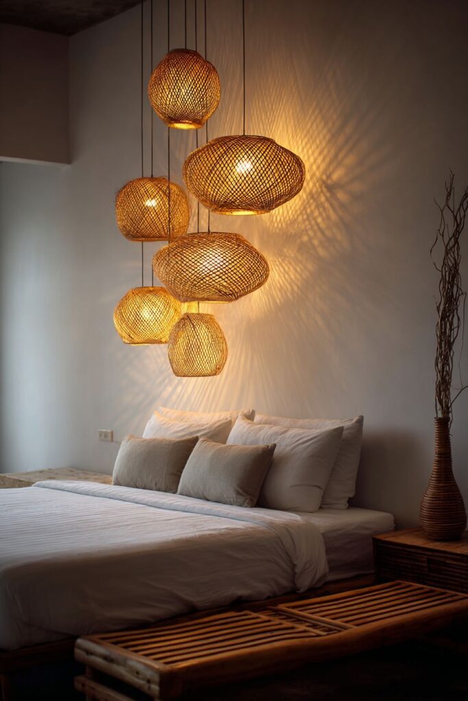 Sculptural Pendant Lighting with Natural Material Drama