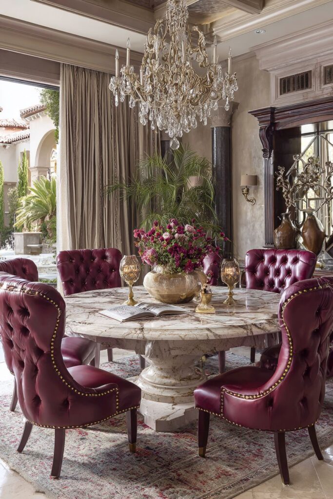 Luxury Marble and Burgundy Opulence