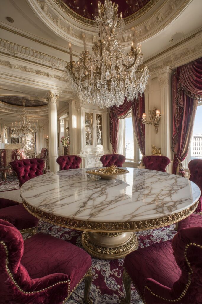 Luxury Marble and Burgundy Opulence