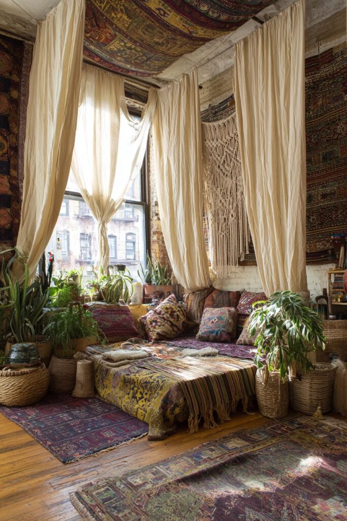 Bohemian Layered Textiles and Natural Elements