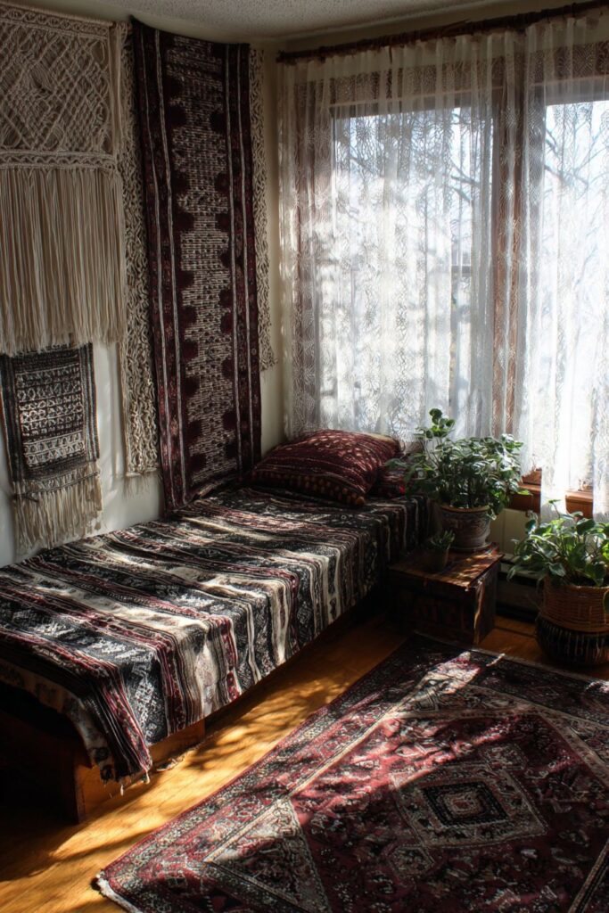 Bohemian Layered Textiles and Natural Elements