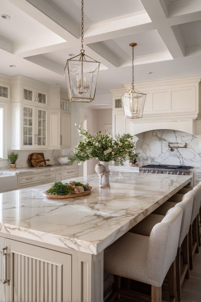 Luxurious Cream Marble Island Centerpiece