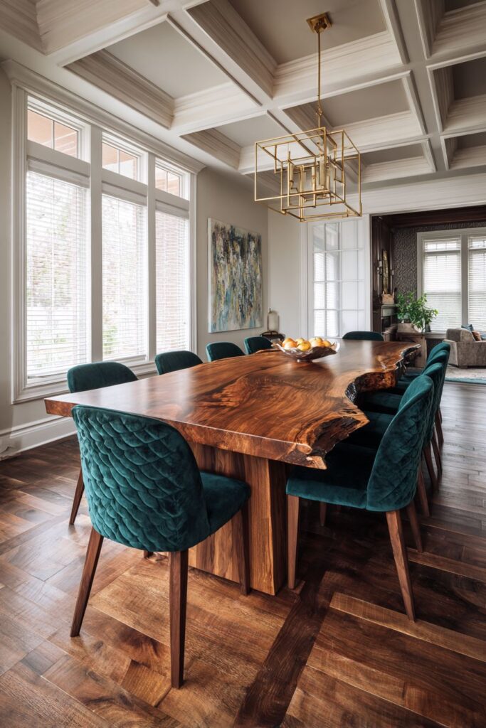 Grand Scale Live-Edge Walnut with Emerald Accents