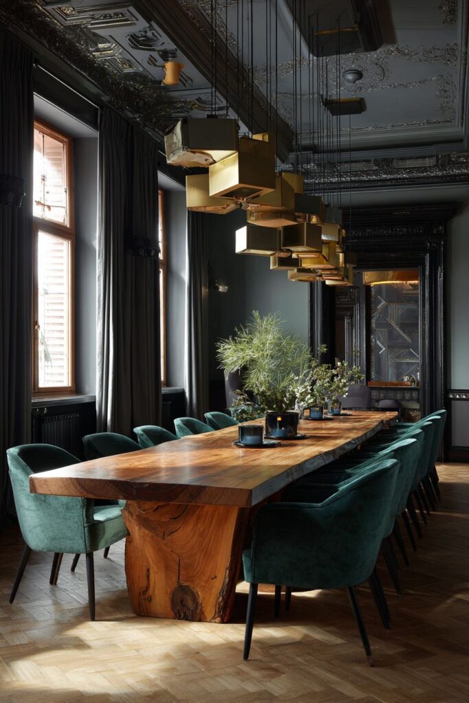 Grand Scale Live-Edge Walnut with Emerald Accents